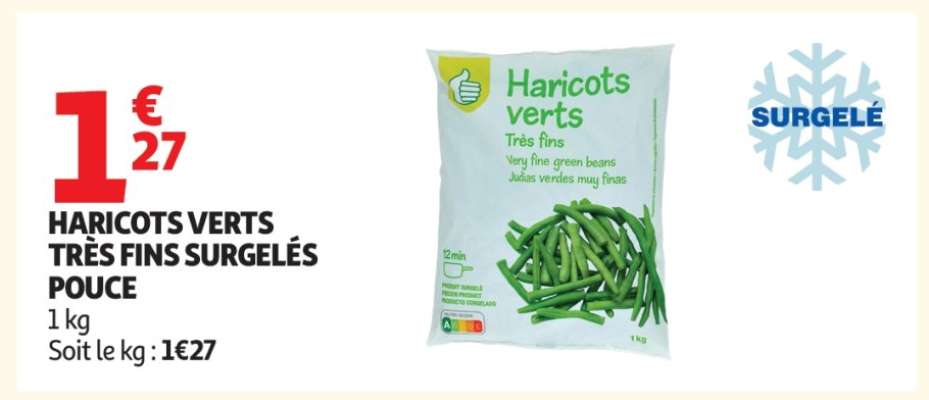 HARICOTS VERTS TRÈS FINS SURGELÉS POUCE