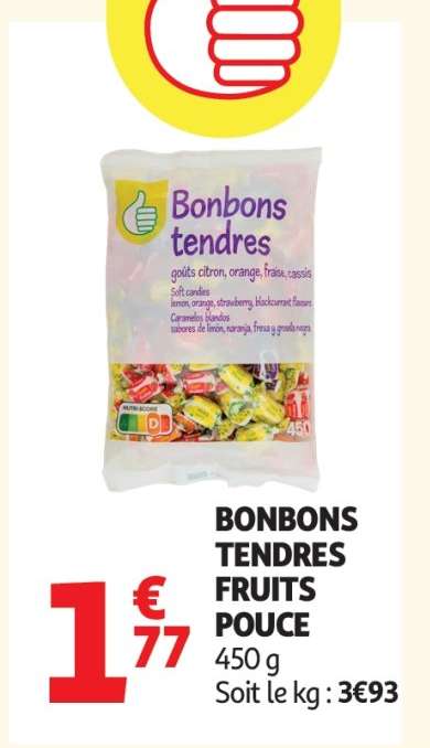 BONBONS TENDRES FRUITS POUCE