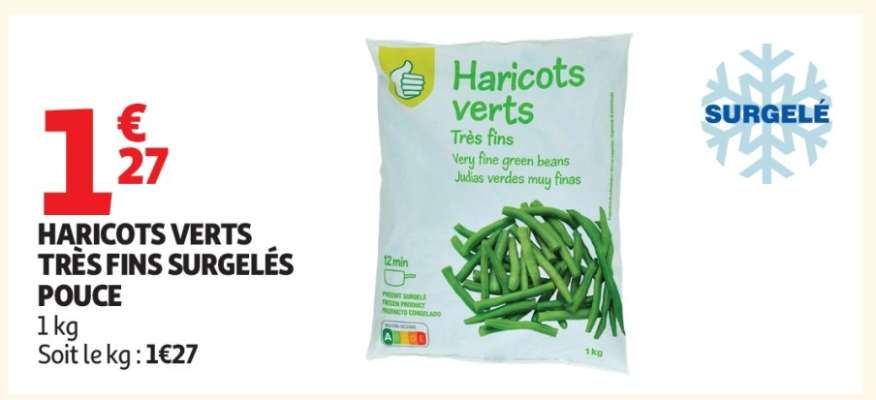 HARICOTS VERTS TRÈS FINS SURGELÉS POUCE