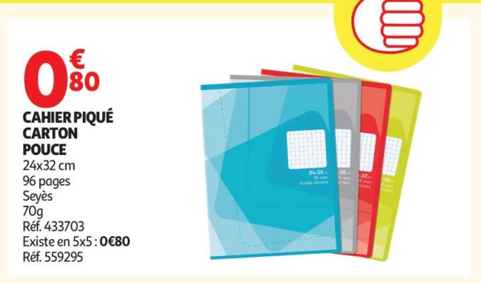 CAHIER PIQUÉ CARTON POUCE