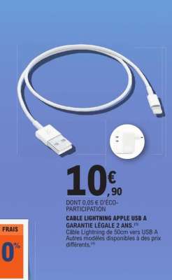 CABLE LIGHTNING APPLE USB A