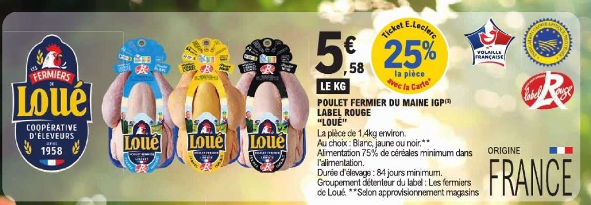 POULET FERMIER DU MAINE IGP LABEL ROUGE 'LOUÉ'