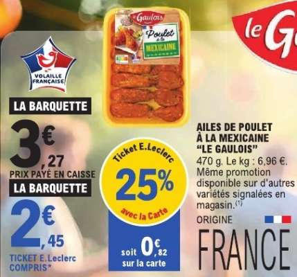 AILES DE POULET À LA MEXICAINE “LE GAULOIS”