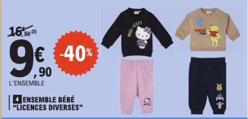 ENSEMBLE BÉBÉ “LICENCES DIVERSES”