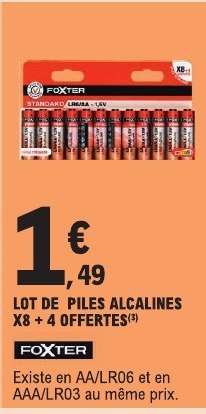 LOT DE PILES ALCALINES X8 + 4 OFFERTES