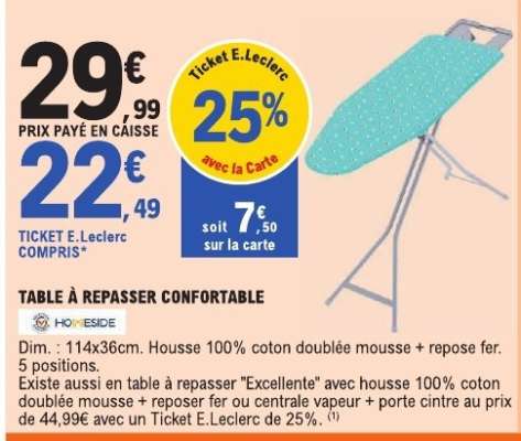 TABLE À REPASSER CONFORTABLE