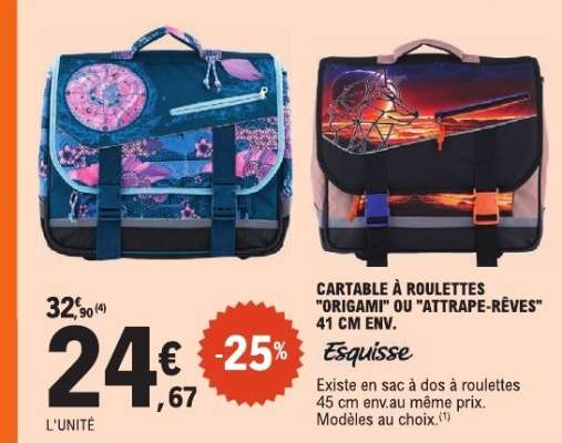 CARTABLE À ROULETTES "ORIGAMI" OU "ATTRAPE-RÊVES"