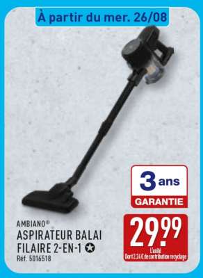 AMBIANO ASPIRATEUR BALAI FILAIRE 2-EN-1