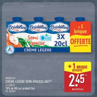 BRIDÉLICE CRÈME LÉGÈRE SEMI-ÉPAISSE UHT