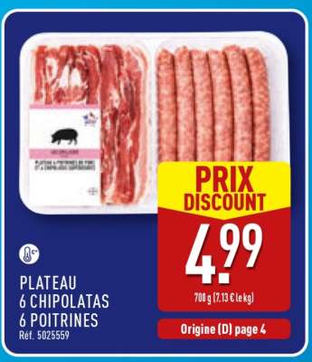 PLATEAU 6 CHIPOLATAS 6 POITRINES