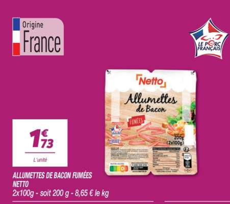 ALLUMETTES DE BACON FUMÉES NETTO