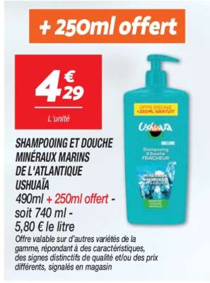 SHAMPOOING ET DOUCHE MINÉRAUX MARINS DE L'ATLANTIQUE USHUAÏA