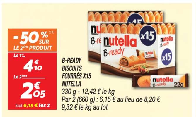 B-READY BISCUITS FOURRÉS X15 NUTELLA