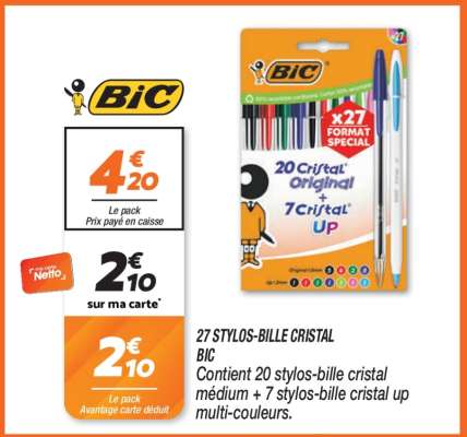 27 Stylos Bille Cristal Bic