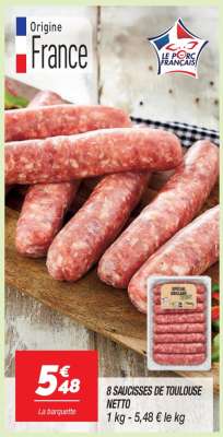 8 SAUCISSES DE TOULOUSE NETTO