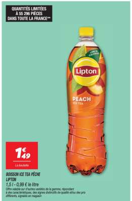BOISSON ICE TEA PÊCHE LIPTON