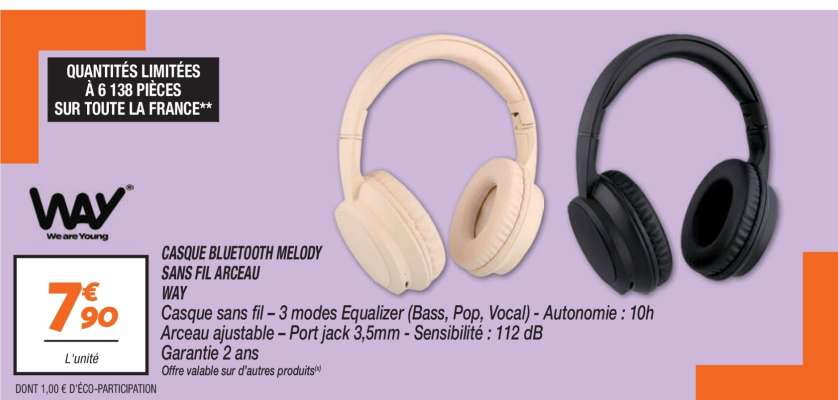 CASQUE BLUETOOTH MELODY SANS FIL ARCEAU