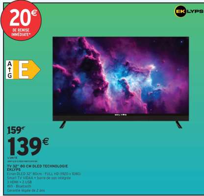 TV 32" 80 CM DLED TECHNOLOGIE EKLYPS