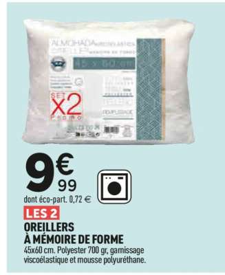 LES 2 OREILLERS À MÉMOIRE DE FORME