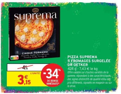 Pizza Suprema 5 Fromages Surgelée Dr Oetker