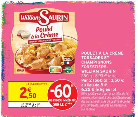 Poulet à la Crème Torsades et Champignons Forestiers