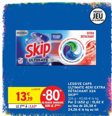 LESSIVE CAPS ULTIMATE 4EN1 EXTRA DÉTACHANT X24 SKIP