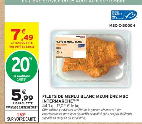 FILETS DE MERLU BLANC MEUNIÈRE MSC INTERMARCHÉ