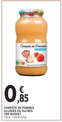 COMPOTE DE POMMES ALLÉGÉE EN SUCRES TOP BUDGET