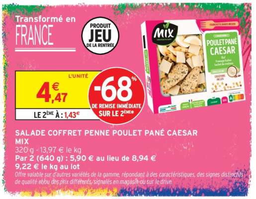 SALADE COFFRET PENNE POULET PANÉ CAESAR