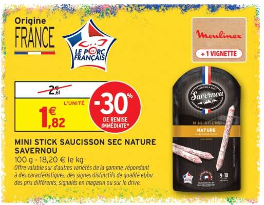 MINI STICK SAUCISSON SEC NATURE SAVERNOU