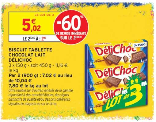 Biscuit Tablette Chocolat Lait Délichoc