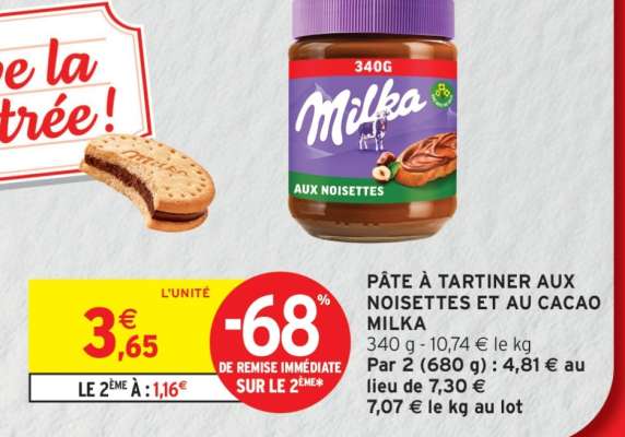 PÂTE À TARTINER AUX NOISETTES ET AU CACAO MILKA