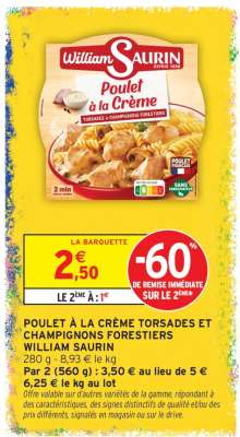 Poulet à la Crème Torsades et Champignons Forestiers