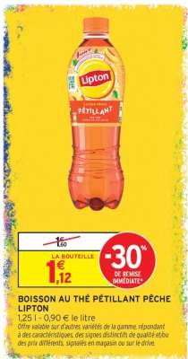 BOISSON AU THÉ PÉTILLANT PÊCHE LIPTON
