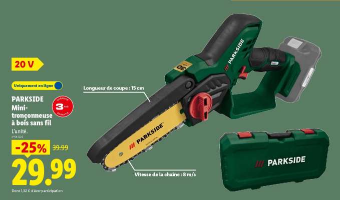 PARKSIDE Mini-tronçonneuse à bois sans fil