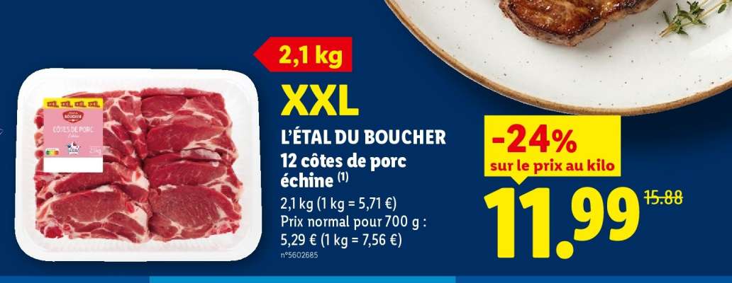 XXL L'ÉTAL DU BOUCHER 12 côtes de porc échine