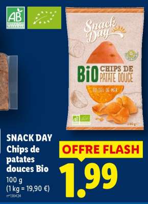 SNACK DAY Chips de patates douces Bio