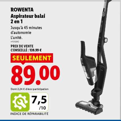 ROWENTA Aspirateur balai 2 en 1