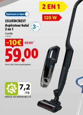Silvercrest Aspirateur balai 2 en 1