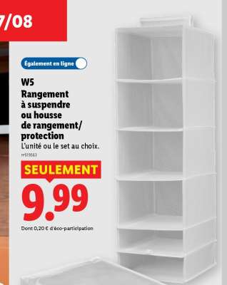 W5 Rangement à suspendre ou housse de rangement/protection