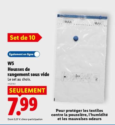 W5 Housses de rangement sous vide