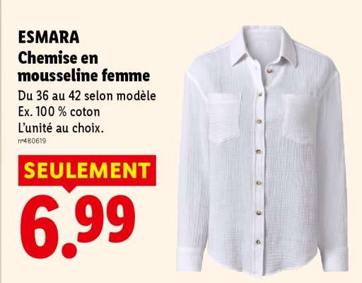 ESMARA Chemise en mousseline femme