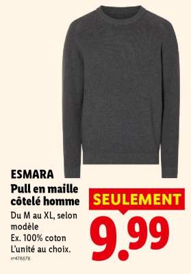 ESMARA Pull en maille côtelé homme