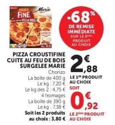 PIZZA CROUSTIFINE CUITE AU FEU DE BOIS SURGELEE MARIE
