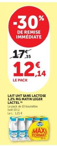 Lait UHT Sans Lactose 1,2% MG Matin Léger Lactel