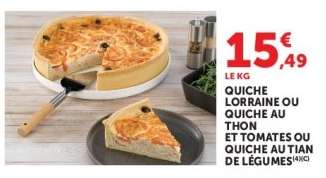 Quiche Lorraine ou Quiche au Thon et Tomates ou Quiche au Tian de Légumes