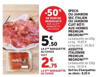SPECK OU JAMBON SEC ITALIEN OU JAMBON CUIT RÔTI AUX HERBES PREMIUM NEGRONI