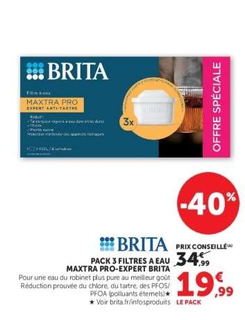 Pack 3 filtres à eau Maxtra Pro-Expert Brita