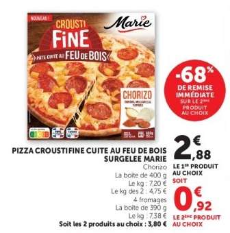PIZZA CROUSTIFINE CUITE AU FEU DE BOIS SURGELEE MARIE