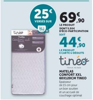 MATELAS CONFORT XXL 60X120CM TINEO